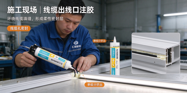 LED 线条灯洗墙灯堵头出线口密封胶粘剂方案 LED 线条灯洗墙灯堵头出线口密封胶粘剂方案
